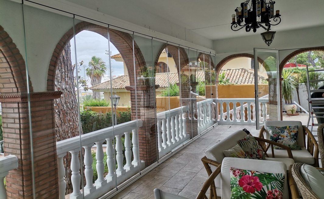 Cortinas de cristal con posición de ventilación